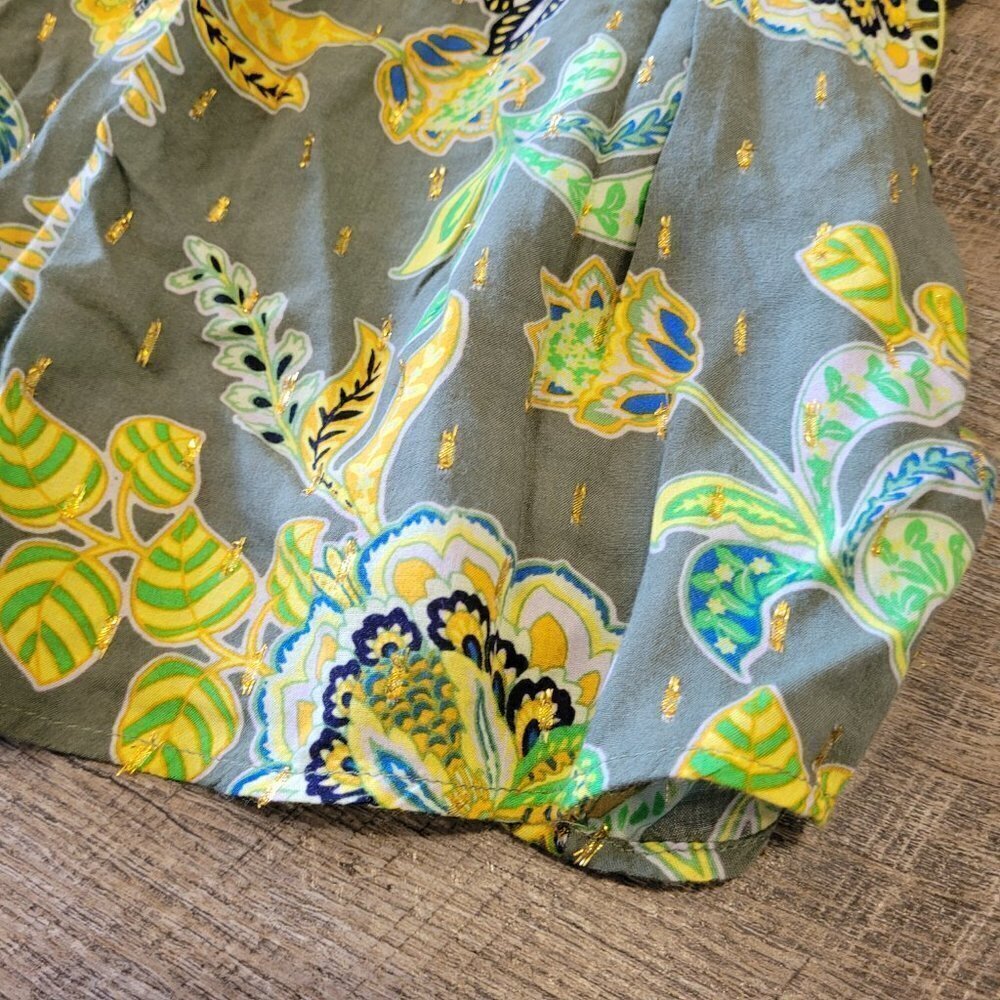 aerie Green Floral Print Tank Top with Lime Accents - Picture 5 of 9